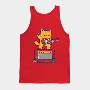 Cat and Electric Guitar Tank Top